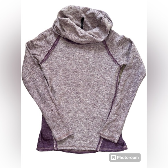 Kuhl NOVA Knit Sweater Pullover Cowl Neck Wool Blend Purple Exposed Seams XS - Picture 1 of 12
